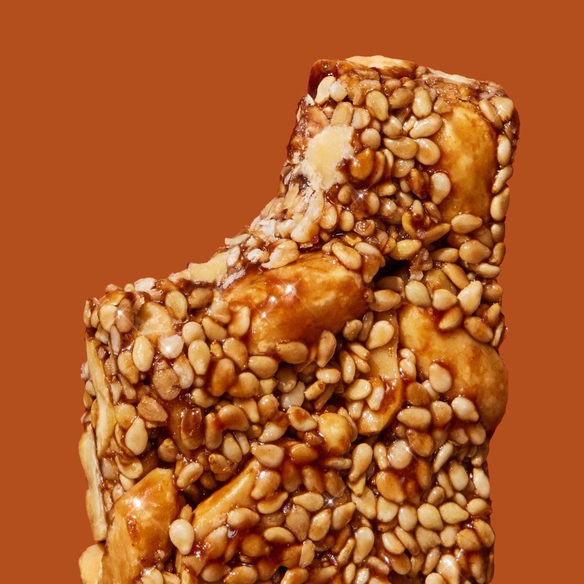 Beeyond Snacks Pasteli Honey Sesame Bar Peanut Chocolate Sea Salt Macro Shot